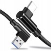Cablu de date si incarcare rapida Type-C USB-C Unghiular arc 90 ° - Negru