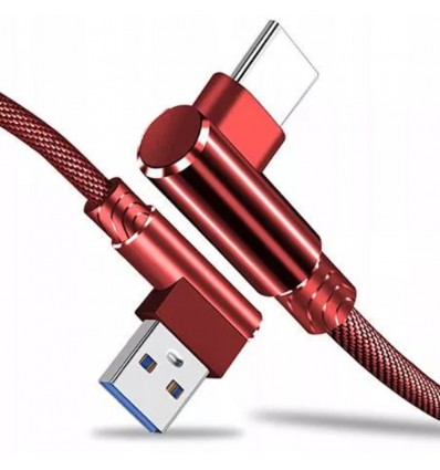 Cablu de date si incarcare rapida Type-C USB-C Unghiular arc 90 ° - Rosu