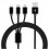 Cablu de date Incarcare rapida 3n1 USB-C / Lightning / Micro-USB Nylon 1m - Negru