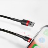 Cablu Date si Incarcare Lightning Baseus pentru iPhone 2m - Negru / Roșu