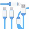 Cablu de date Incarcare rapida 3n1 USB-C / Lightning / Micro-USB Nylon 1m - Albastru