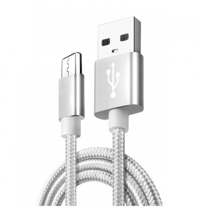 Cablu de date si incarcare rapida Micro-USB QC 3.0 Nylon - Argint