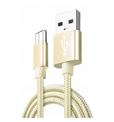 Cablu de date si incarcare rapida Micro-USB QC 3.0 Nylon - Aur