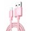 Cablu Lightning pentru iPhone QC3.0 din nailon împletit - Roz